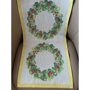 Ekelund Strawberry Wreath Table Runner Yellow Cottage Spring Coastal 13" x 48"
